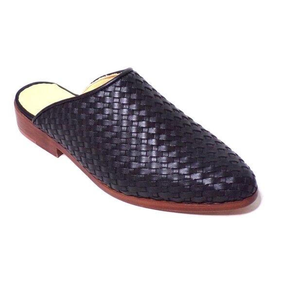 🆕 NISOLO Ama Woven Slip On Mules Flats Shoes Cushioned Black Leather 5 - Picture 11 of 14